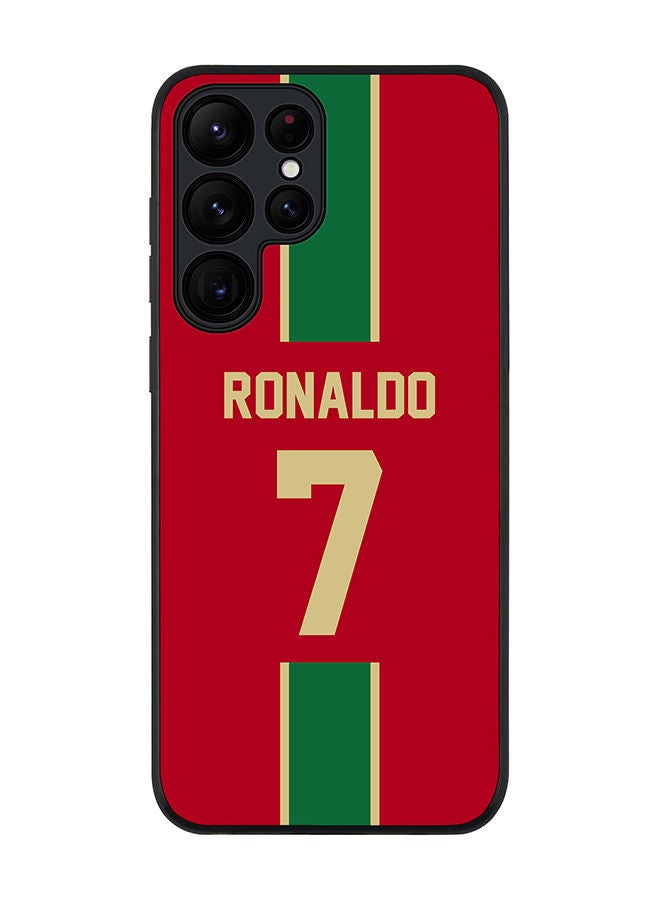 Stylizedd Rugged Black edge case for Samsung Galaxy S23 Ultra 5G Slim fit Soft Case Flexible Rubber Edges Anti Drop TPU Gel Thin Cover - Football Team - Portugal Player Name - Ronaldo - Image 1
