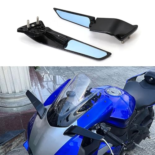 WALIPILUSI Motorcycle Adjustable Wind Wing Side Mirrors Compatible with YAMAHA YZF R1 (2020-2024) Motorcycle Accessories Rotating Rearview Mirrors Winglet Mirrors - Image 1