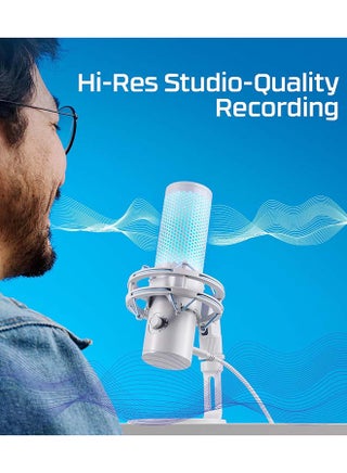 QuadCast 2 USB Microphone, Hi-Res Studio-Quality Recording, Intuitive On-Board Controls, Removable Shock Mount, Tap-to-Mute Sensor, LED Lighting - Frost - view 4