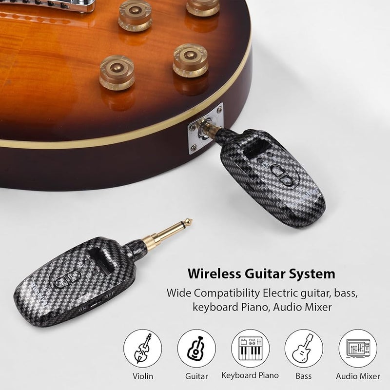 NALACAL Rechargeable 2.4G Guitar Transmitter Receiver, Wireless Guitar System for Electric Guitar Bass Electric Wind Instruments Real-time Transmission 270 Degree Rotatable Plug with 2 6.35mm - Image 2