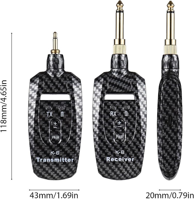 NALACAL Rechargeable 2.4G Guitar Transmitter Receiver, Wireless Guitar System for Electric Guitar Bass Electric Wind Instruments Real-time Transmission 270 Degree Rotatable Plug with 2 6.35mm - Image 3