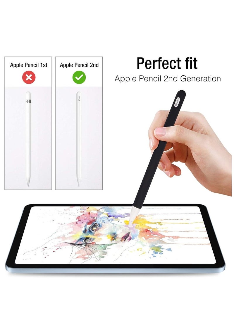 حافظة سيليكون ناعمة مزدوجة لجهاز Apple Pencil الجيل الثاني - غلاف واقي وحامل ومقبض وغطاء قلم ملحقات متوافق مع Apple Pencil الجيل الثاني iPad Pro 12.9 بوصة - Image 2
