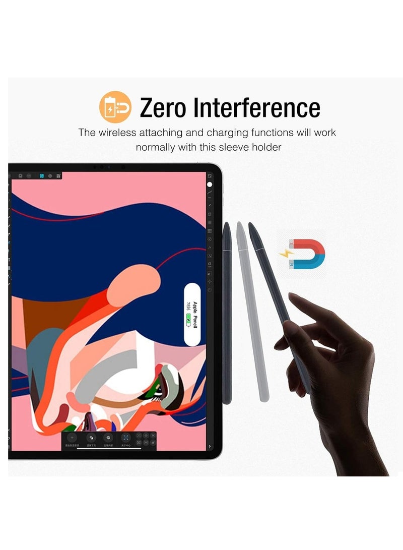 حافظة سيليكون ناعمة مزدوجة لجهاز Apple Pencil الجيل الثاني - غلاف واقي وحامل ومقبض وغطاء قلم ملحقات متوافق مع Apple Pencil الجيل الثاني iPad Pro 12.9 بوصة - Image 4