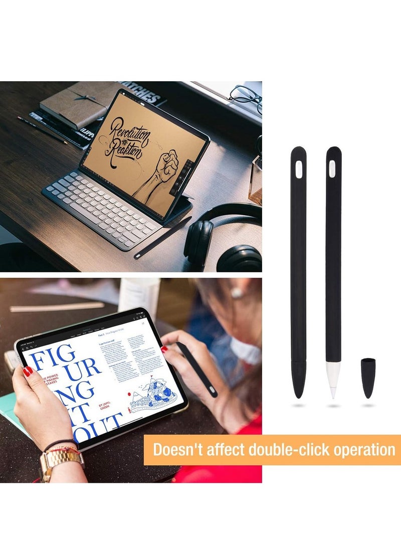 حافظة سيليكون ناعمة مزدوجة لجهاز Apple Pencil الجيل الثاني - غلاف واقي وحامل ومقبض وغطاء قلم ملحقات متوافق مع Apple Pencil الجيل الثاني iPad Pro 12.9 بوصة - Image 5