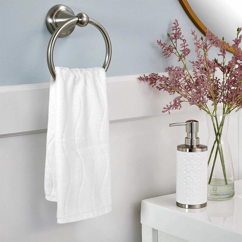 Jacquotha White Hand Towels for Bathroom Wavy Jacquard - 2 Piece Luxury Spa Hotel Hand Towel, Quick Dry Absorbent Face Towels, 13x29 Inches - Image 4