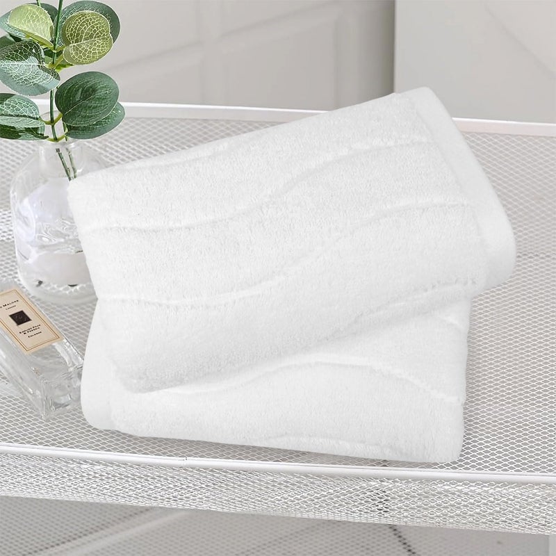 Jacquotha White Hand Towels for Bathroom Wavy Jacquard - 2 Piece Luxury Spa Hotel Hand Towel, Quick Dry Absorbent Face Towels, 13x29 Inches - Image 3