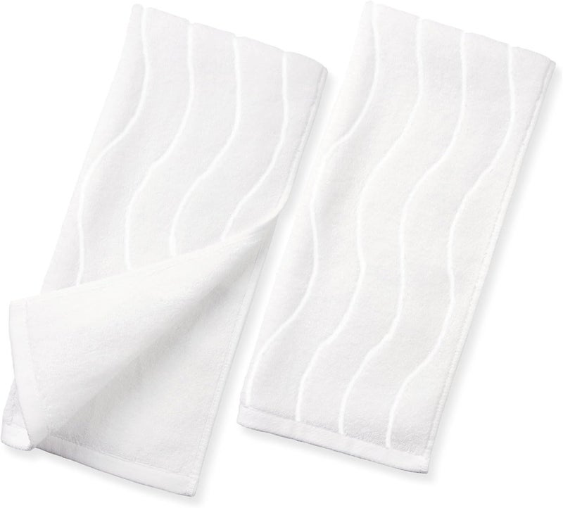 Jacquotha White Hand Towels for Bathroom Wavy Jacquard - 2 Piece Luxury Spa Hotel Hand Towel, Quick Dry Absorbent Face Towels, 13x29 Inches - Image 1
