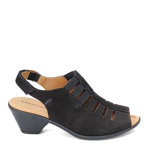 Comfortiva Women's Faye Shoes Heeled Sandal, Black Otago Nubuck, 9.5 Narrow - Image 2