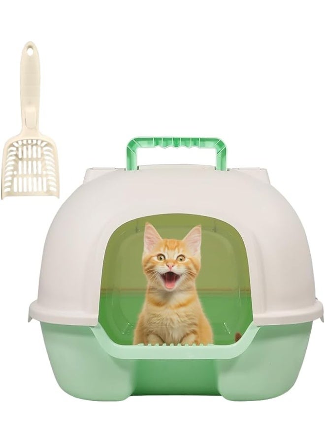 أن ان سي بيتس صندوق قمامة قطط كبير محمول مع باب أمامي، متين، مغلق بالكامل، مرحاض قطط كبير قابل للطي مع مغرفة قمامة وتحكم في الرائحة مع فلتر مزيل للعرق (أخضر) 51 سم طول - Image 1