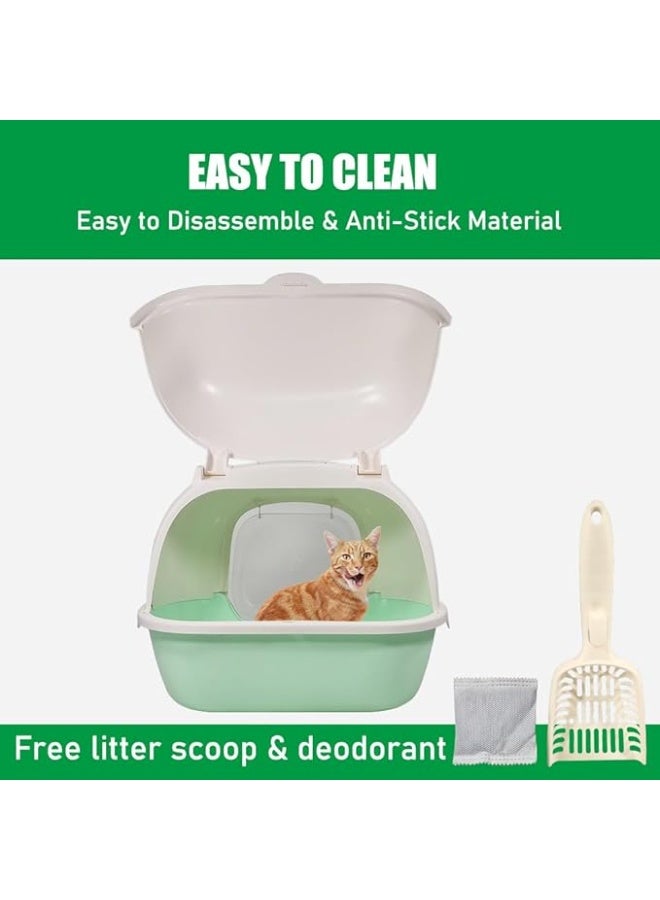أن ان سي بيتس صندوق قمامة قطط كبير محمول مع باب أمامي، متين، مغلق بالكامل، مرحاض قطط كبير قابل للطي مع مغرفة قمامة وتحكم في الرائحة مع فلتر مزيل للعرق (أخضر) 51 سم طول - Image 4