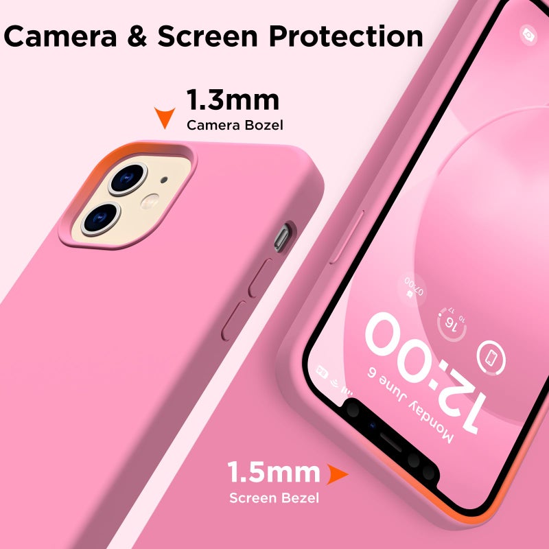COFFKER for iPhone 12 Case and iPhone 12 Pro Case, [Camera Lens Protector + Screen Protector], Soft Microfiber Lining Silicone Shockproof Protective Slim Thin Phone Cover 6.1 inch, Tender Pink - Image 4