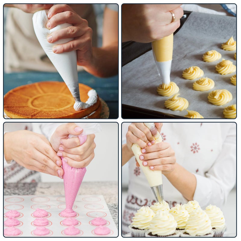 Engorgio 100 Pcs Disposable Piping Bags 10inch Anti Burst Pastry Bags Pastry Bag Pastry Crimpers Icing Piping Bags for Frosting Ideal for Cake Macarons Dessert Decorations Cookies Baking Cupcakes (Clear) - Image 5