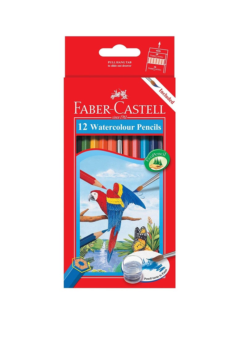 فابير كاستل فابر كاستل أقلام رصاص ملونة بتصميم ببغاء 12 لون في علبة كرتون - Image 1