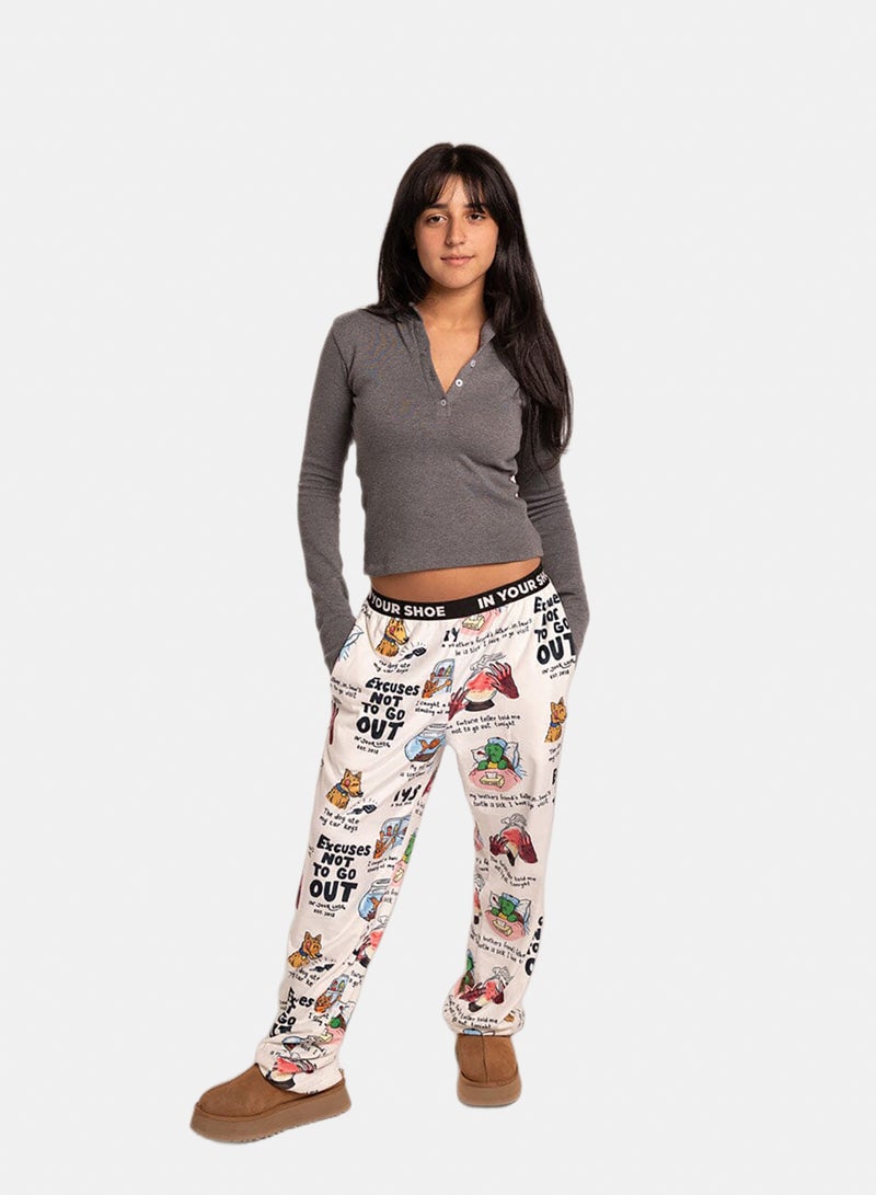 In Your Shoe White Don't Go Out Fluffy Pyjama Pants - Image 2
