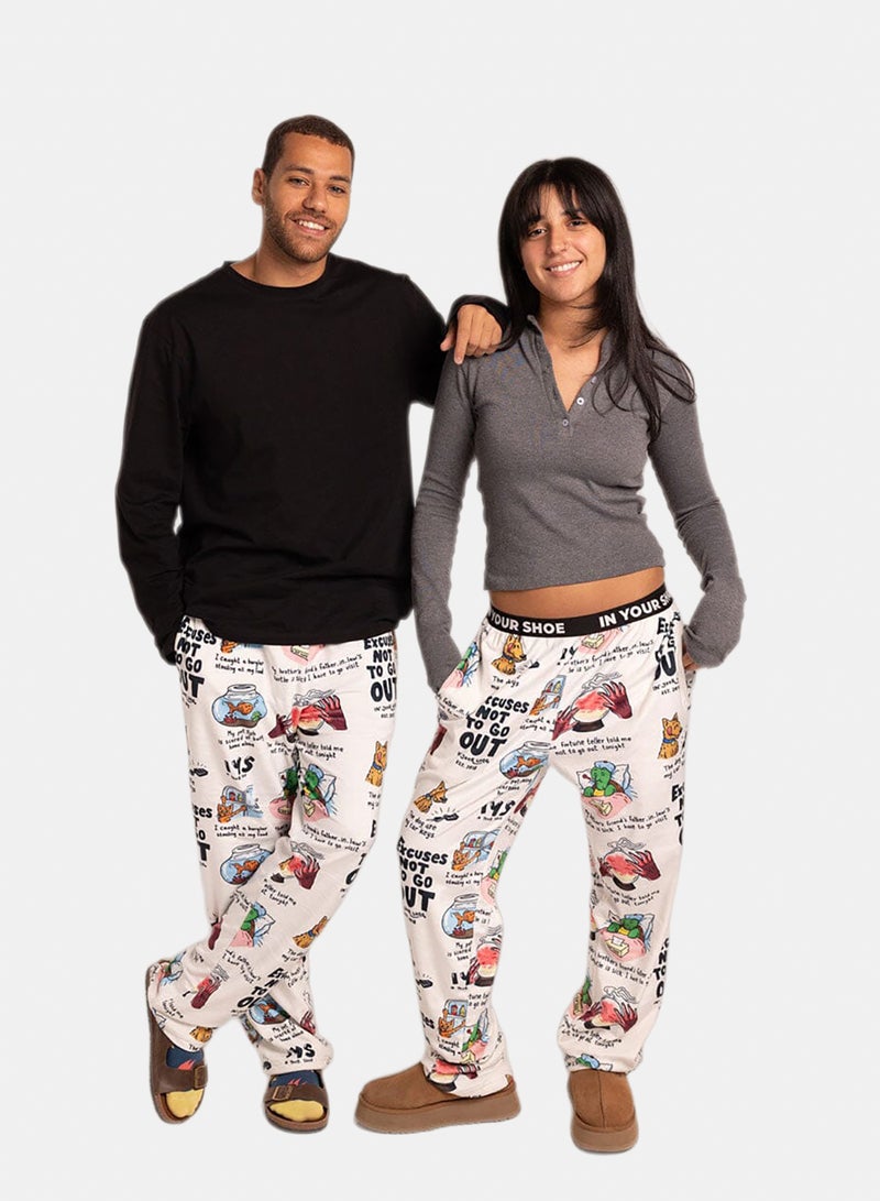 In Your Shoe White Don't Go Out Fluffy Pyjama Pants - Image 1