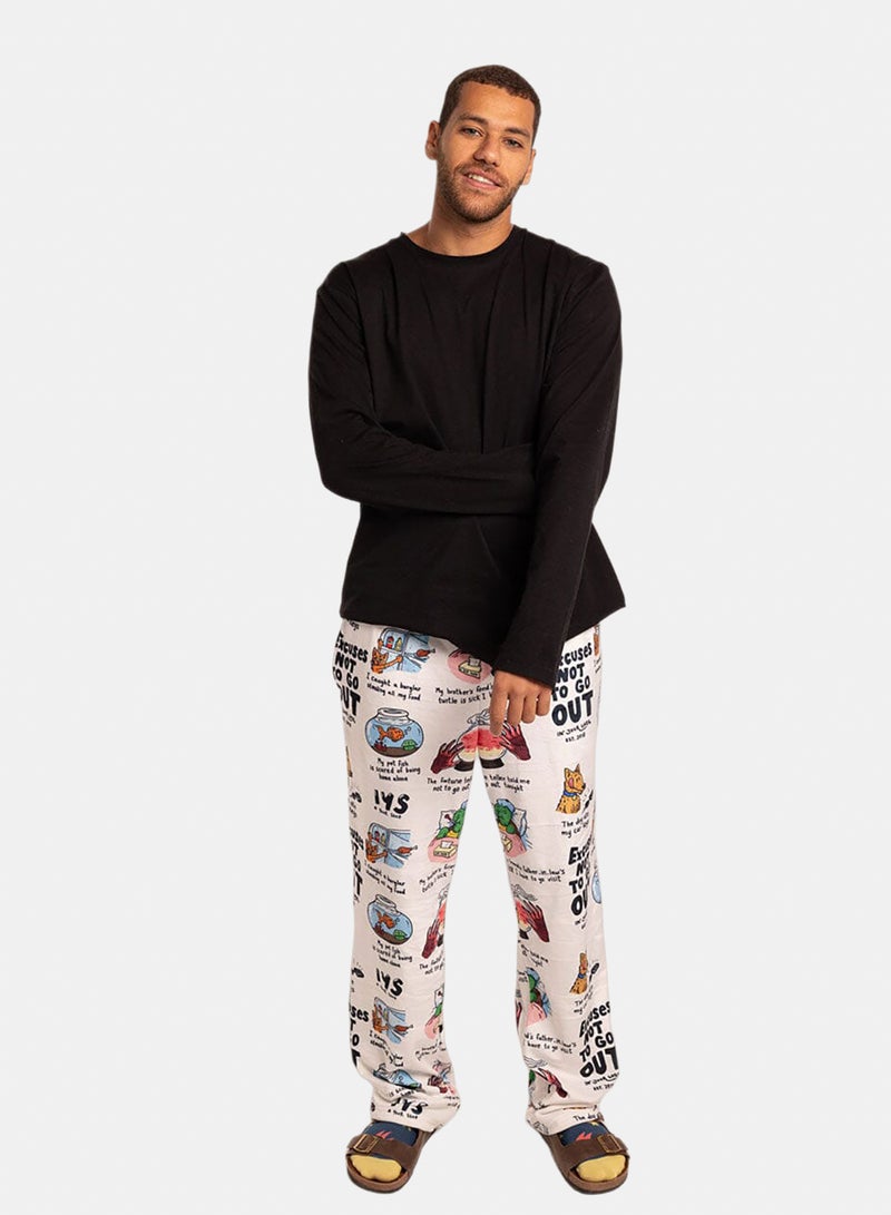 In Your Shoe White Don't Go Out Fluffy Pyjama Pants - Image 3