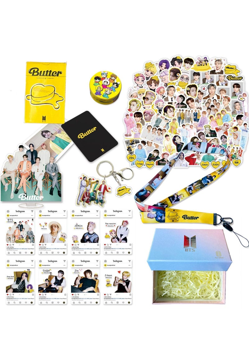 Generic Bts New Album Butter Gift Box Set With Lomo Cards Acrylic Stand Hand Account Tape Lanyard Stickers Photo Card  - Image 1