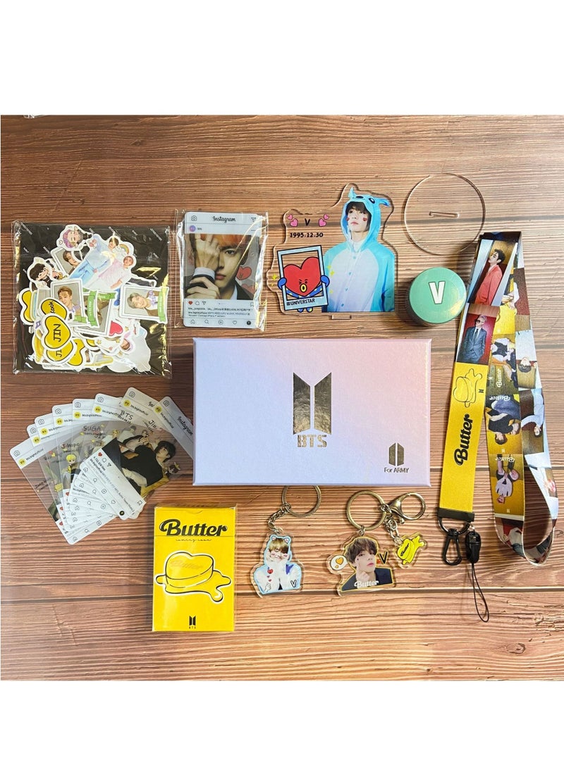 Generic Bts New Album Butter Gift Box Set With Lomo Cards Acrylic Stand Hand Account Tape Lanyard Stickers Photo Card  - Image 2