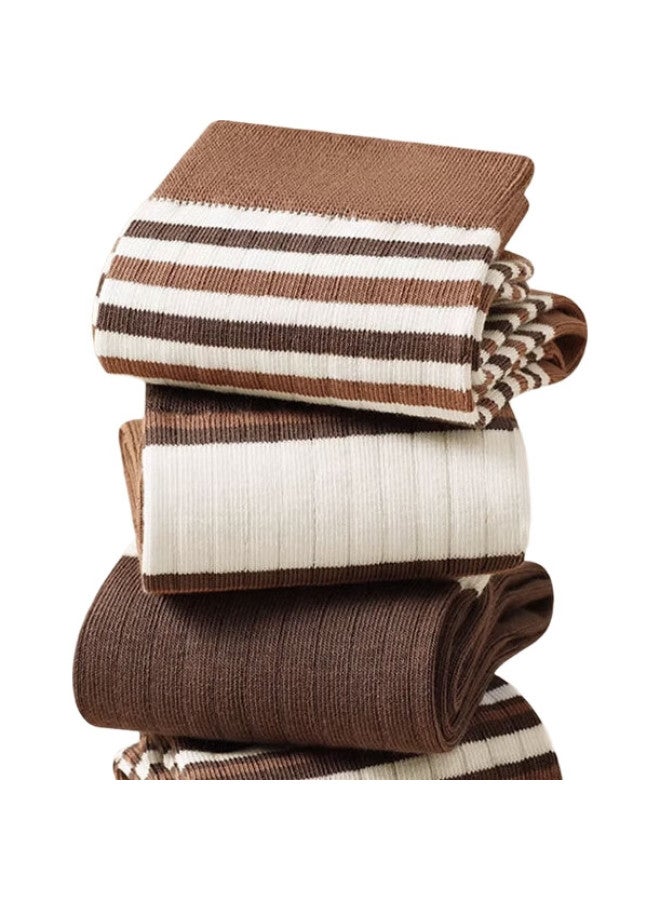 yimian Autumn And Winter New Product [Maillard Odor-Resistant] Mid-Calf Socks, Women'S Coffee-Colored Vintage Striped Slouch Socks - Image 2