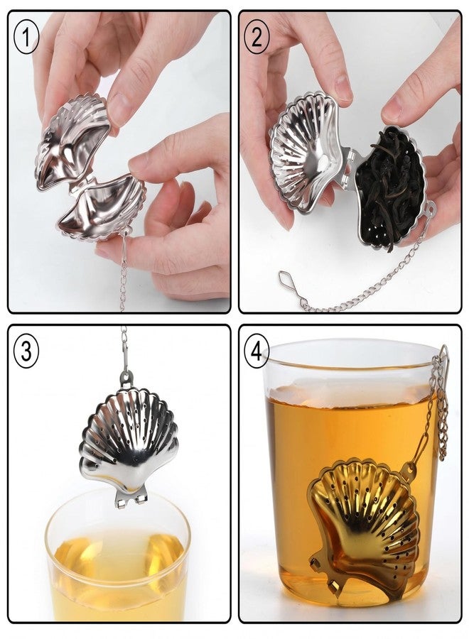 Elsjoy Set of 8 Loose Leaf Tea Infusers with Chain and 8 Drip Trays, 18/8 Stainless Steel Tea Balls Cute Tea Steepers, Mini Tea Strainer Tea Filter Set for Mugs, Tea Cups, Teapots, 16 Pcs - Image 4