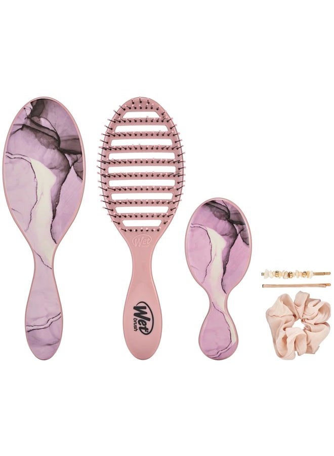 Wet Brush Original Detangling Hair Brush, Luxe Marble 6-Piece Styling Kit - Image 4