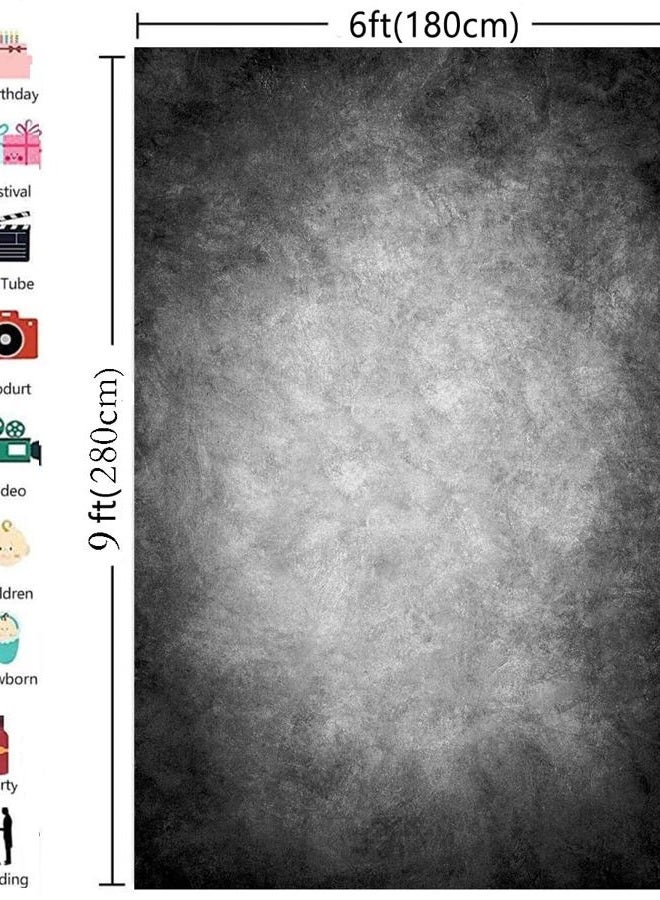 HMTFOTO 6x9ft Abstract Black Gray Portrait Photography Backdrops Photo Studio Prop Background for Children Adult - Image 3