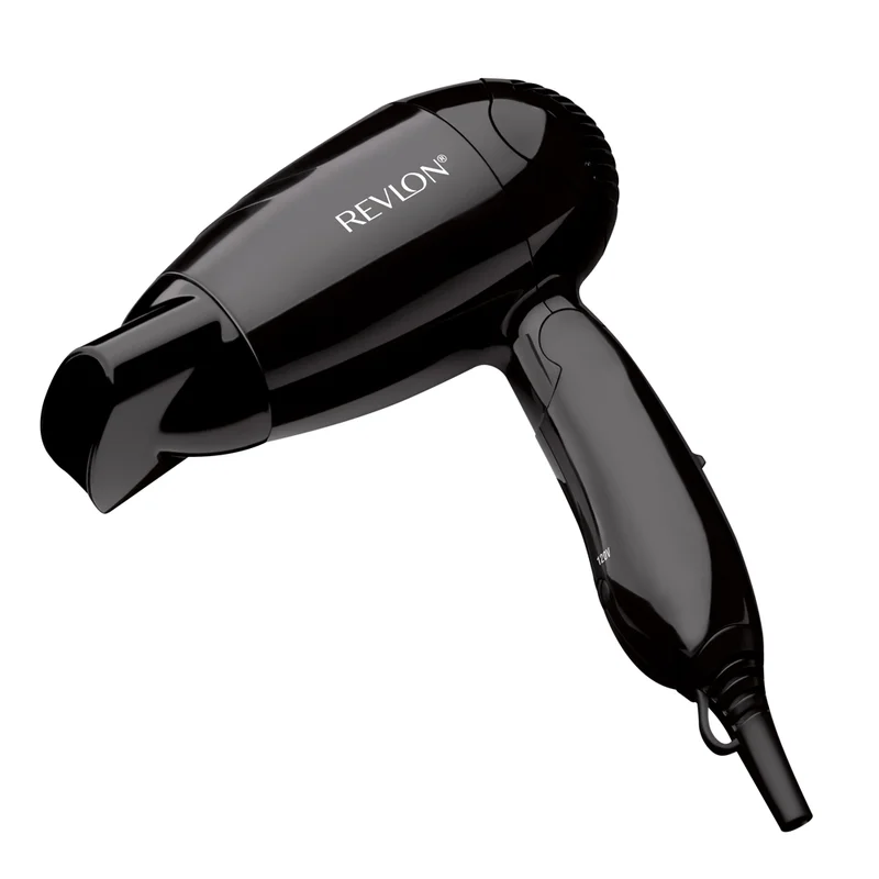 Revlon Travel Hair Dryer, Foldable Design for Easy Storage, Compact and Light Weight, Worldwide Voltage, 1200 Watts, 2 Heat Speed Settings, Black – RVDR5305ARB1