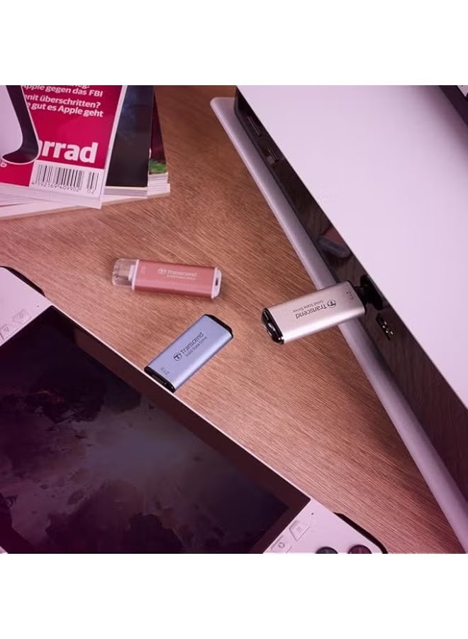 ترانسيند 11 Transcend New ESD300S 1TB External Portable SSD - Up to 1,050 MB/s, Compatible with Type-C Laptops, MacBook M1/M2/M3/M4, iPhone 16 Pro Max, Samsung & Microsoft Surface - Image 3