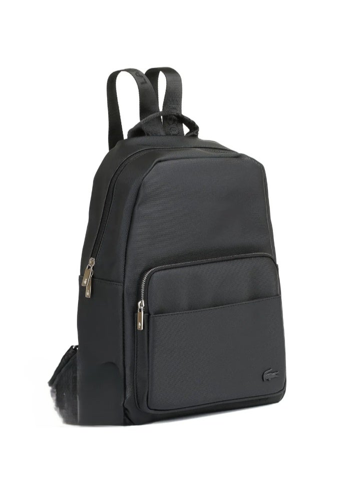 Lacoste Black Laptop Backpack for Men – Durable Fiber Sport Travel Bag, Lightweight Business & Casual School Backpack