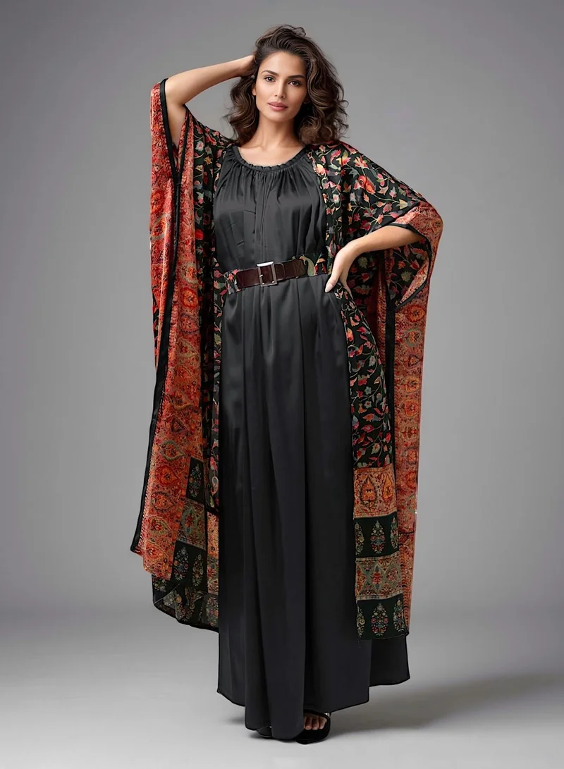 ECSTACY Printed Cape Dress Set