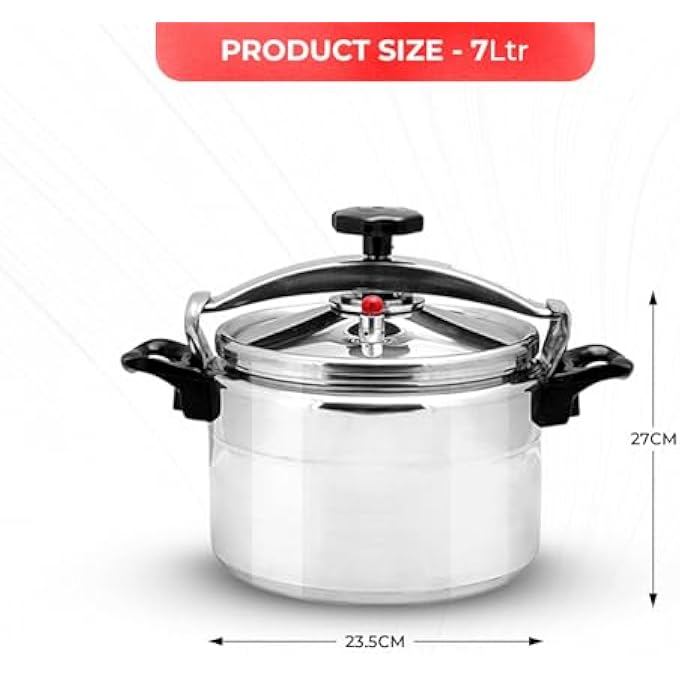 ريحني طنجرة ضغط تيمي من الألومنيوم سعة 7 لتر، قطر 24 سم، متينة وفعالة، طهي آمن، توزيع سريع للحرارة، مثالية للوجبات العائلية - Image 3