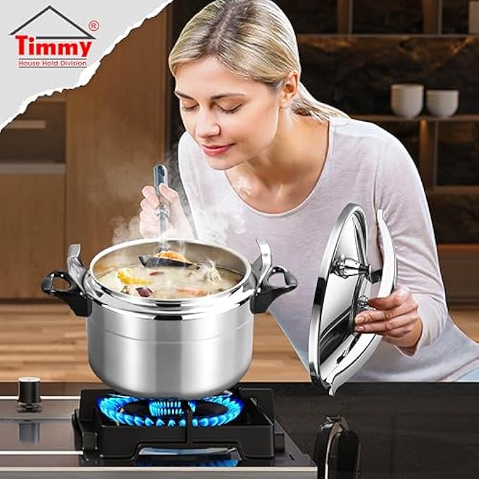 ريحني طنجرة ضغط تيمي من الألومنيوم سعة 7 لتر، قطر 24 سم، متينة وفعالة، طهي آمن، توزيع سريع للحرارة، مثالية للوجبات العائلية - Image 5