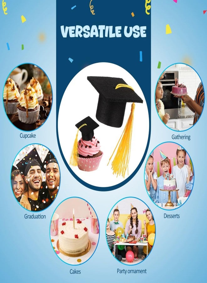 PRETYZOOM 10pcs Mini Graduation Cap with Tassel, Small Graduation Hats for Wine Bottle Topper, Grad Cake Decoration, DIY Hairpin - Image 5