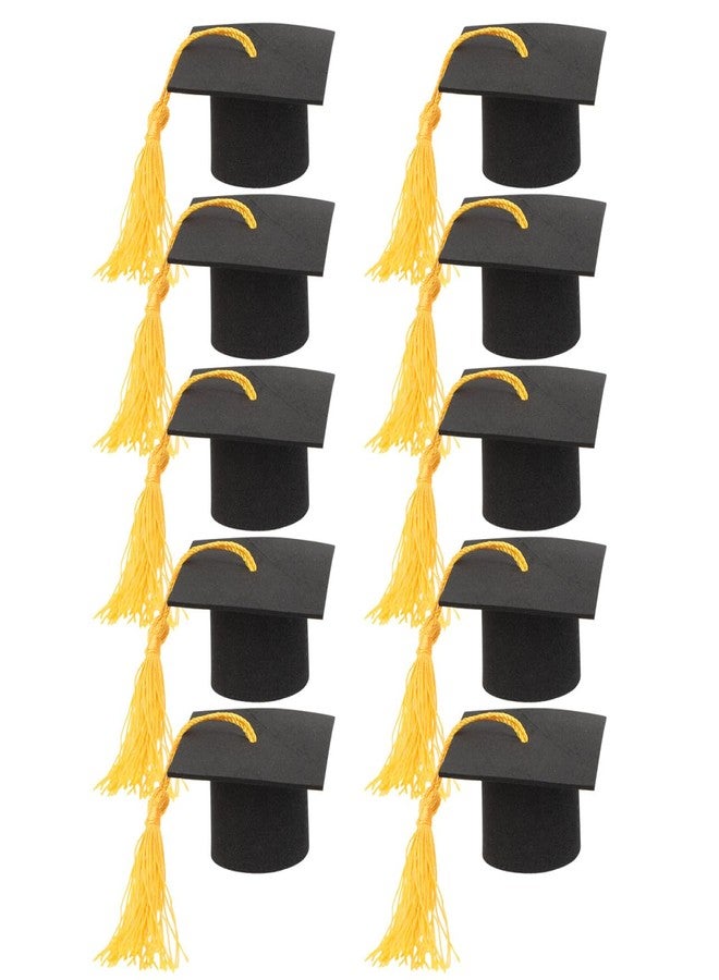 PRETYZOOM 10pcs Mini Graduation Cap with Tassel, Small Graduation Hats for Wine Bottle Topper, Grad Cake Decoration, DIY Hairpin - Image 1