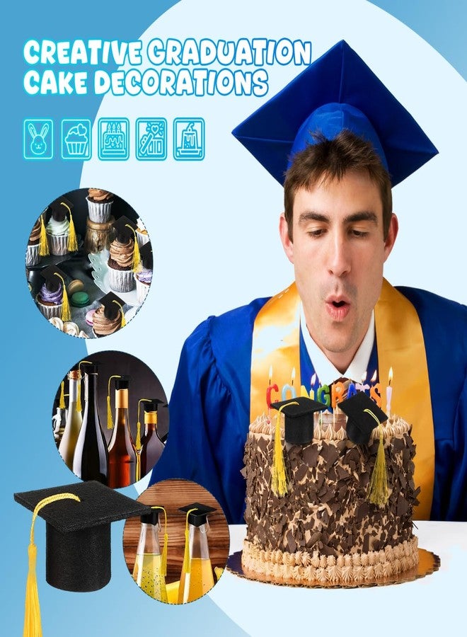 PRETYZOOM 10pcs Mini Graduation Cap with Tassel, Small Graduation Hats for Wine Bottle Topper, Grad Cake Decoration, DIY Hairpin - Image 3
