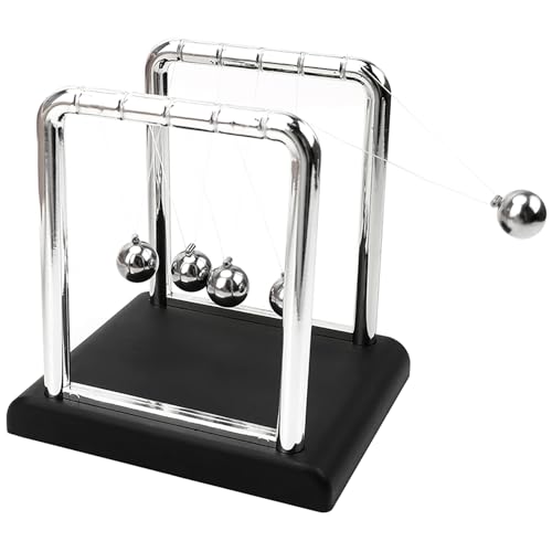 Yoqanr Newtons Cradle Balance BallsPendulum Balls with Black BaseNewtons Cradle PendulumDesk Decor for MenPhysics ToysMetal Creative Ornament CraftsMind Bending Desk Sculpture Large Black - Image 5