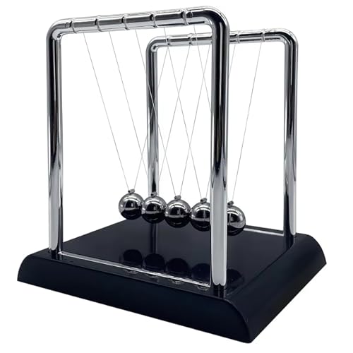 Yoqanr Newtons Cradle Balance BallsPendulum Balls with Black BaseNewtons Cradle PendulumDesk Decor for MenPhysics ToysMetal Creative Ornament CraftsMind Bending Desk Sculpture Large Black - Image 1