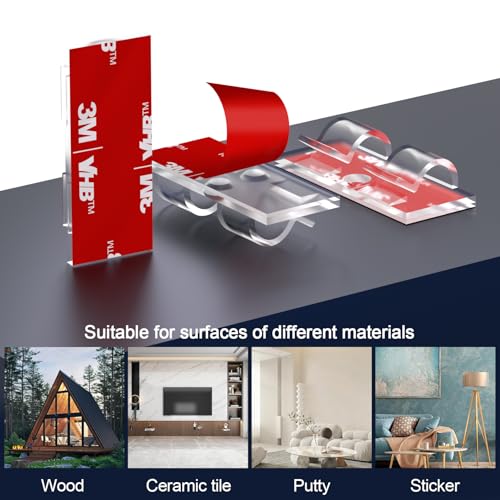 XHF 30PCS Clear Hooks for Outdoor String Lights Clips, Heavy Duty Adhesive with Holes and Screws, for Hanging Christmas Lighting - Image 3