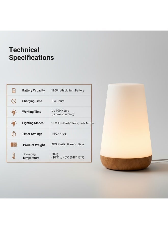LED Night Light | Bedside Table Light | Suitable for Baby Rooms, Children's Rooms, Bedrooms, Outdoors | Dimmable Eye-Friendly Desk Lamp | With Color-Changing Touch Sensor | Remote Control and USB Charging Function - Image 2