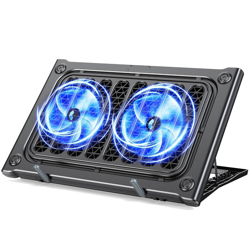 MOKURU Laptop Cooling Pad Stand, Laptop Cooler with 2 Silent Fans for 10-15.6 Inch Laptops,6 Levels of Height Adjustable Wind Speed with 2 USB Ports (Black) - Image 1