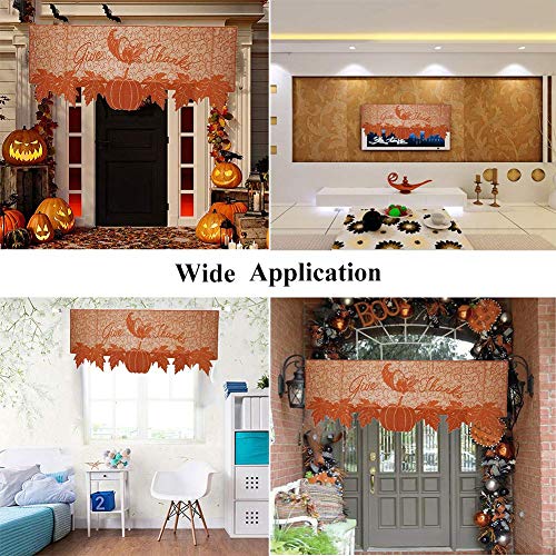 DoubleWood 20"x60" Thanksgiving Decor Fireplace Scarf Fireplace Cloth Pumpkin Lace Table Runner Fall Runner Mantle Scarves Cover for Thanksgiving Table Window Decoration (Fireplace Scarf Mantle Cover) - Image 3