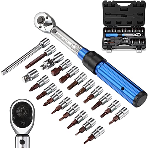 BULLTOOLS 1/4-inch Drive Click Torque Wrench Set Dual-Direction Adjustable 90-tooth Torque Wrench with Buckle (20-200in.lb / 2.26-22.6Nm) - Image 1
