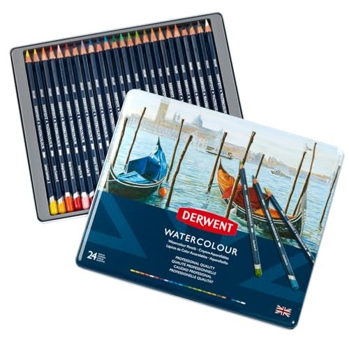 Derwent Watercolour Pencils Tin, Painting & Drawing, Ideal for Blending & Layering, Wax-Based, Professional Quality - 32883 (Set of 24) - Image 1