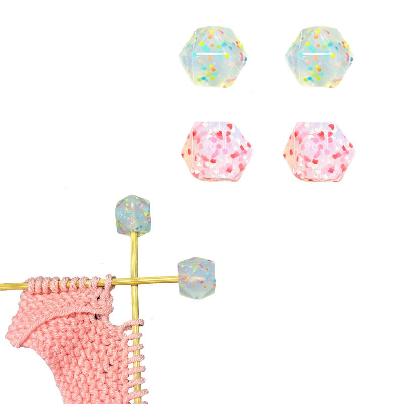 SPANSEE Hexagon Knitting Needle Holders - 4 Pcs, Size 3-13 (3.25mm-9mm), End Caps, Stitch Stoppers, Point Protectors - Image 1