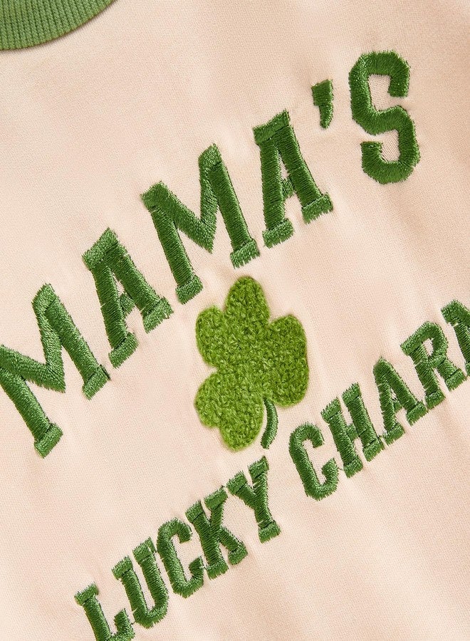 Lamuusaa Newborn Baby Boy St. Patricks Day Outfit Long Sleeve Lucky Charm Embroidery Romper One Piece Jumpsuit 0-18M (Apricot, 0-3 Months) - Image 3