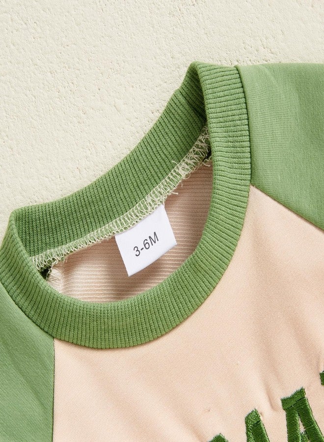 Lamuusaa Newborn Baby Boy St. Patricks Day Outfit Long Sleeve Lucky Charm Embroidery Romper One Piece Jumpsuit 0-18M (Apricot, 0-3 Months) - Image 2