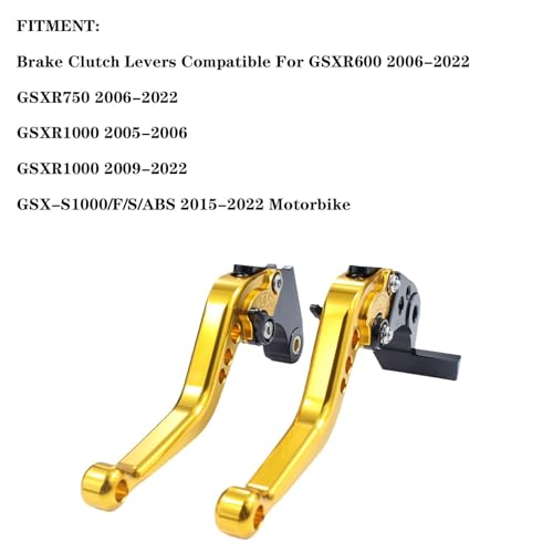 Adsspro CNC Aluminum Motorcycle Short Brake Clutch Levers Lever Handle Handlebar Grips for GSXR600 20062022 GSXR750 20062022 GSXR1000 20052006 GSXR1000 20092022 GSXS1000FSABS 20152022 Gold - Image 3