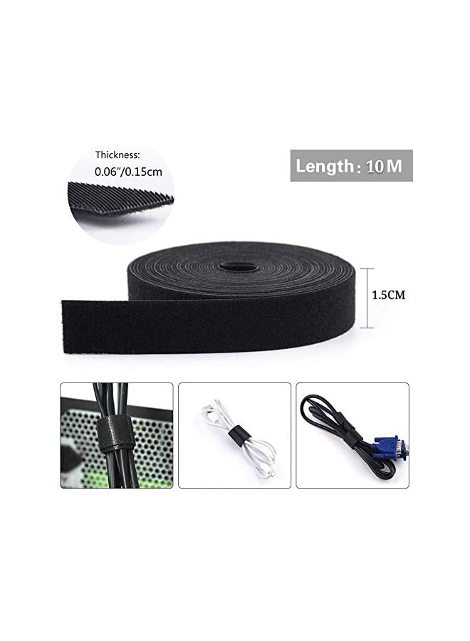 LEHSGY إدارة مرتبة 10 متر، شريط تثبيت لاصق من نوع LEHSGY، روابط كابلات قابلة لإعادة الاستخدام، أحزمة لاصقة ذاتية، شريط فيلكرو لتنظيم الكابلات للكمبيوتر، التلفاز، الطاقة وكابلات أخرى - (15MM*10M) - Image 2
