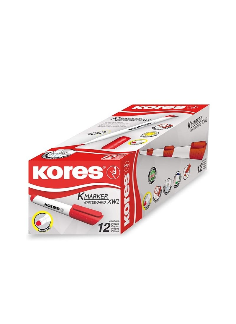 Kores Whiteboard Marker Red Chiesel XW2, Pack of 12 (20850)  - Image 1