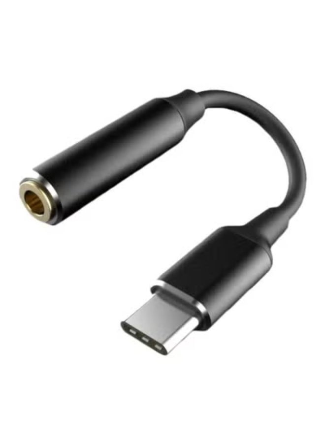 USB Type-C Headphone Jack Adapter, Type-C to 3.5mm Aux Audio Connector Adapter, Supports Calls - Black - Image 1